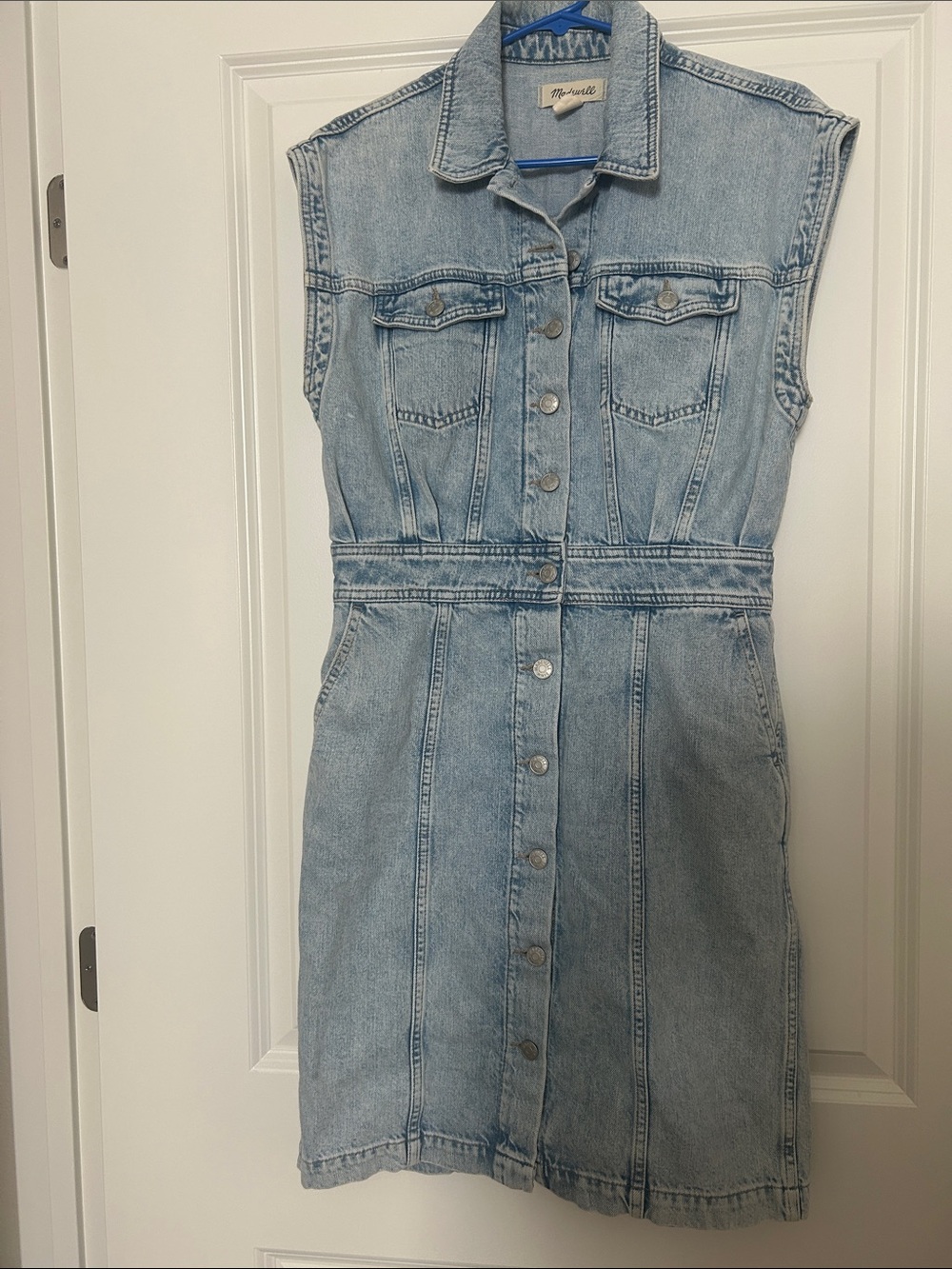 Madewell Denim Cap-Sleeve Shirtdress in Aquino Wash